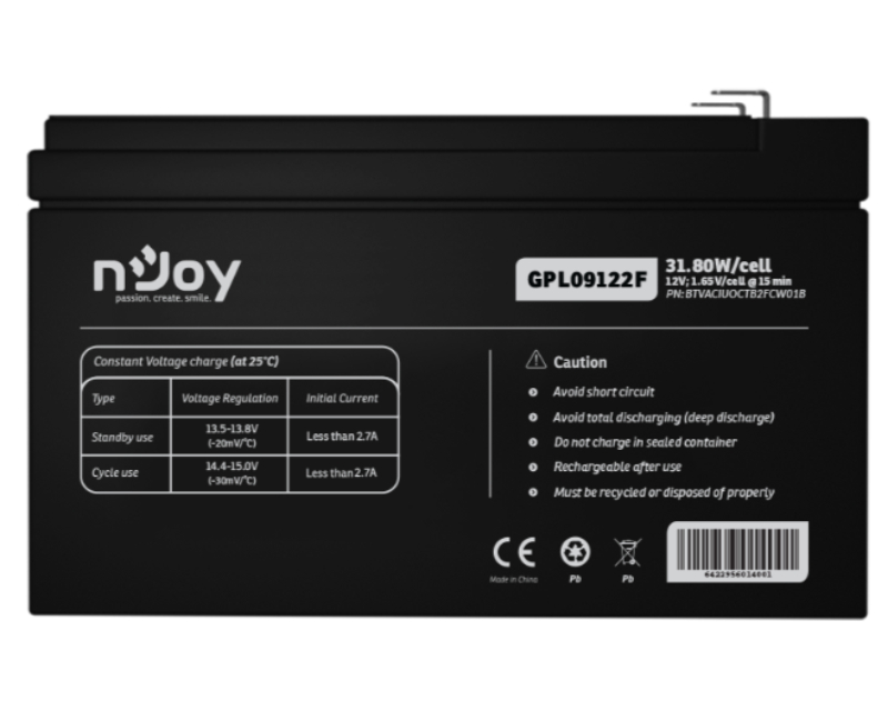 NJOY baterija za UPS 12V 9Ah,GPL09122F,(BTVACIUOCTB2FCW01B),6422956014001