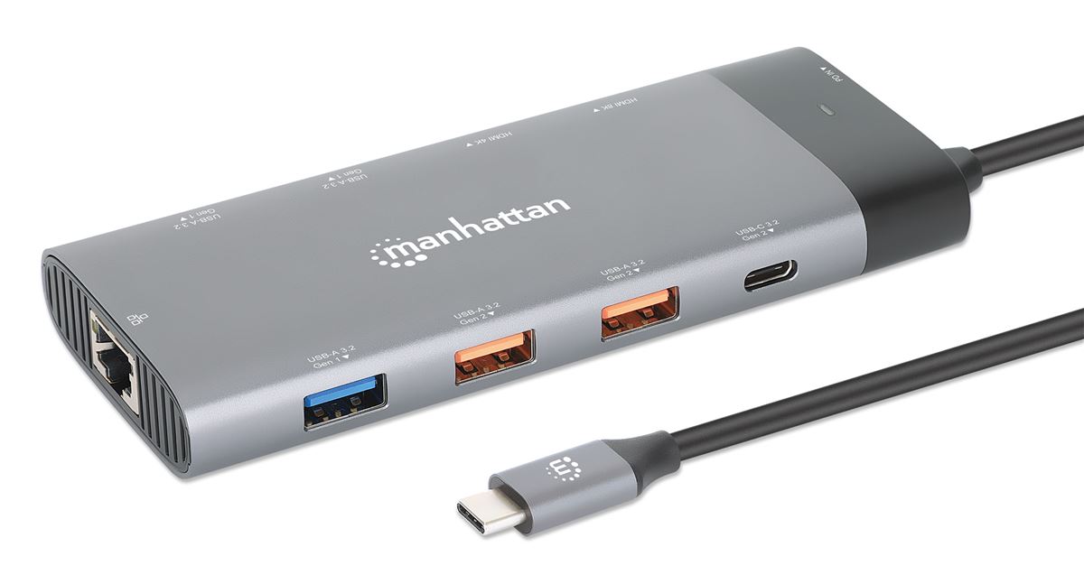 Manhattan USB-C PD 10-in-1 Dual Monitor 8K Docking Station / Multiport Hub,130714