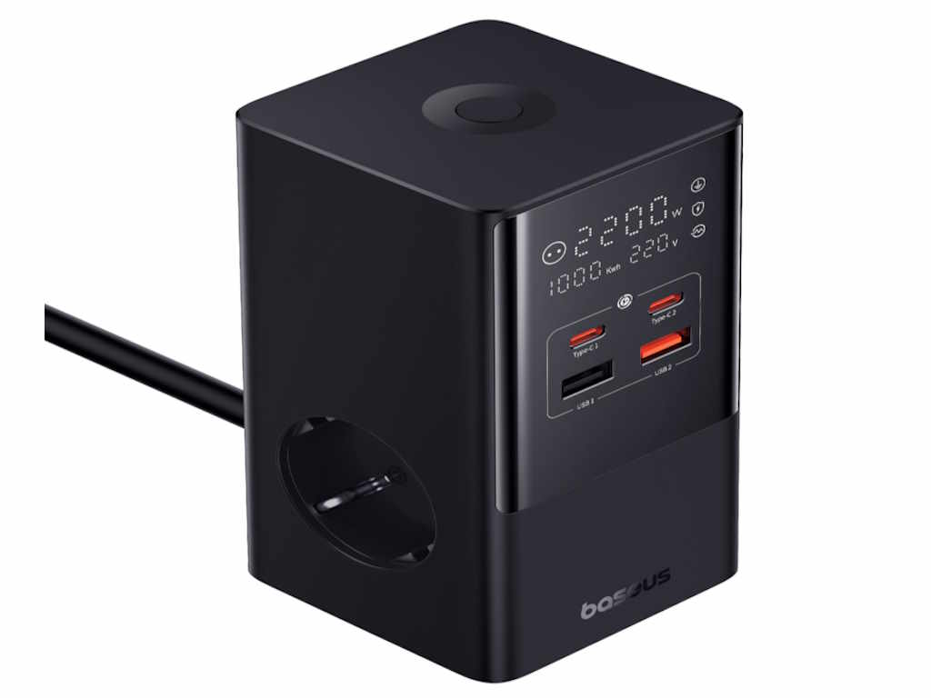 Stanica za punjenje BASEUSPowerCombo Tower Digital PowerStrip/3AC+2U+2C/35W/1.5m/crna,Pametne utičnice,E00023606113-00