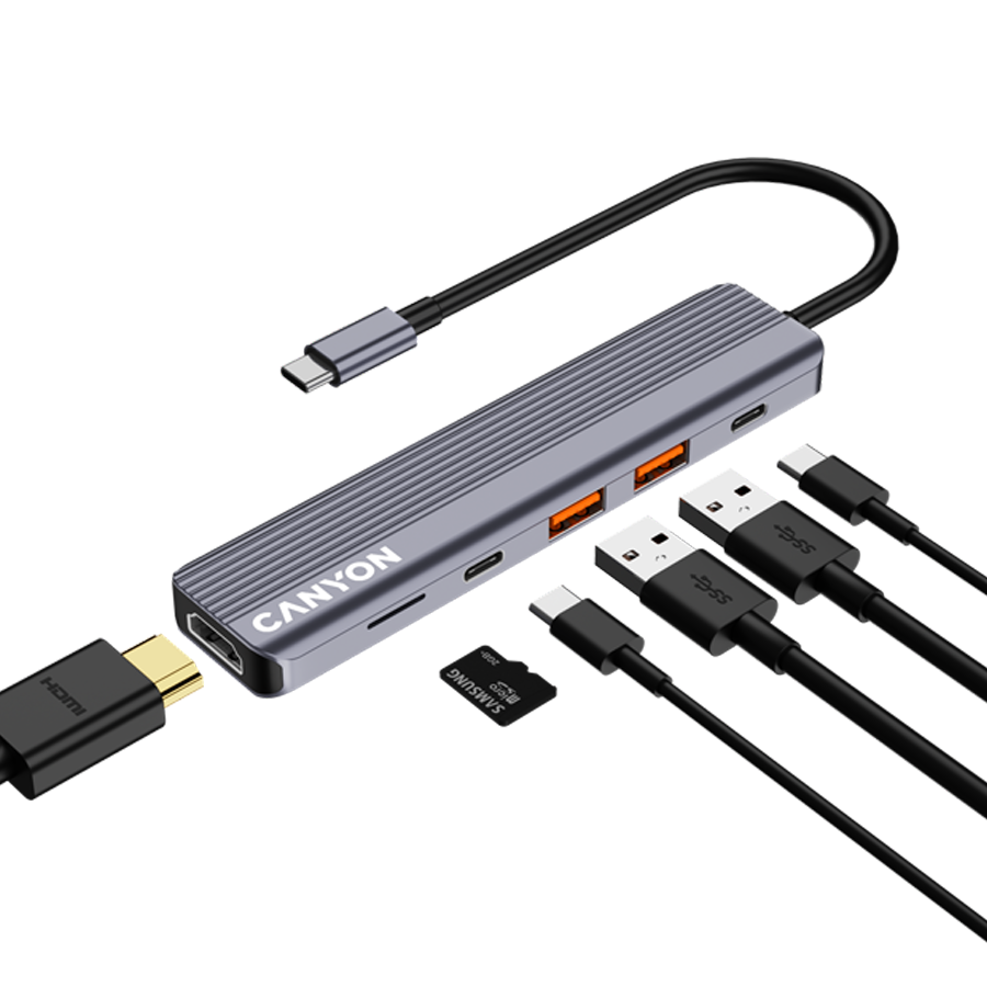 CANYON hub DS-17 6in1 4k USB-C Grey,CNS-TDS17