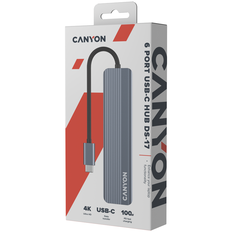 CANYON hub DS-17 6in1 4k USB-C Grey,CNS-TDS17