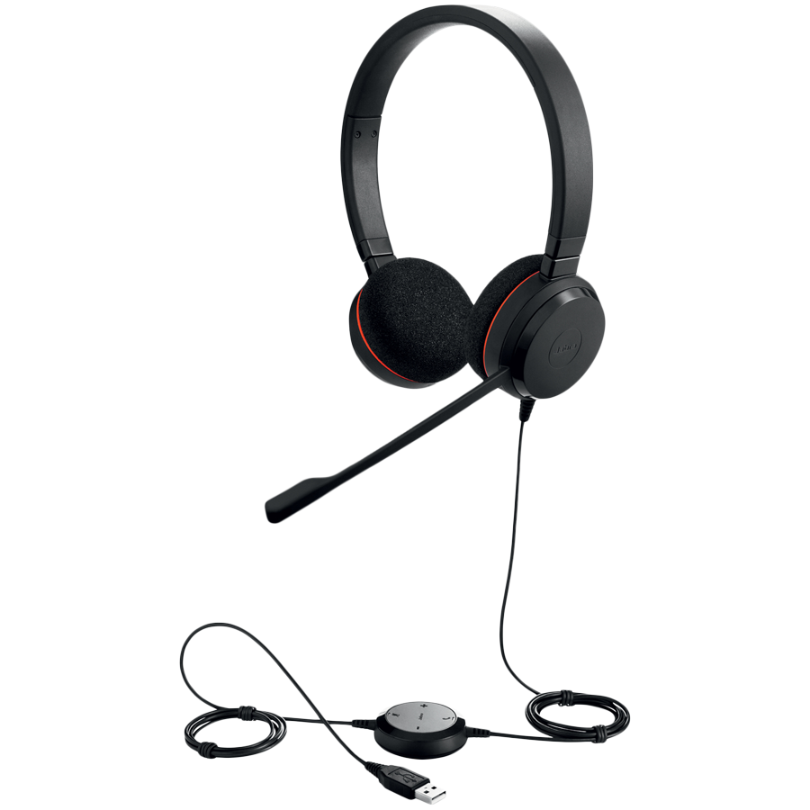 JABRA EVOLVE 20 UC Stereo USB Headband, Noise cancelling, USB connector, with mute-button and volume control on the cord, with foam ear cushion, JABRA EVOLVE2 30 SE, USB-A, MS Stereo, 23189-999-979