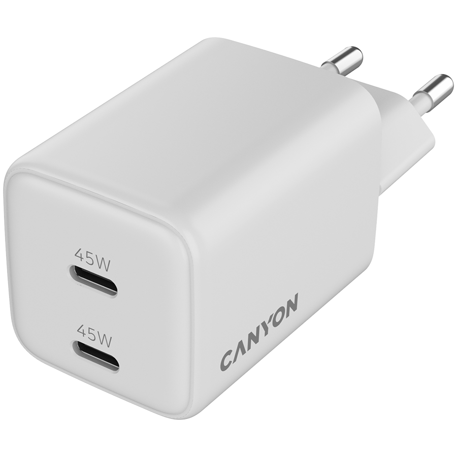 CANYON charger CU45CC GaN 45W 2xPD EU White,CNS-CUW45CC