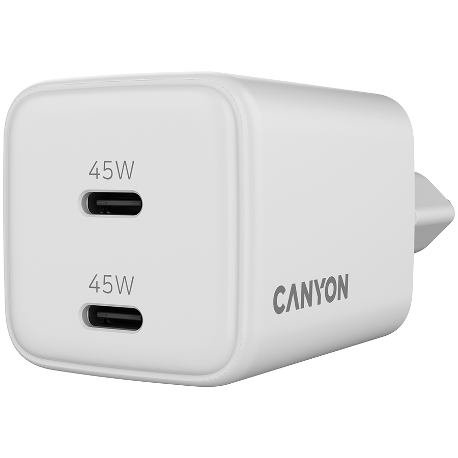 CANYON charger CU45CC GaN 45W 2xPD EU White,CNS-CUW45CC