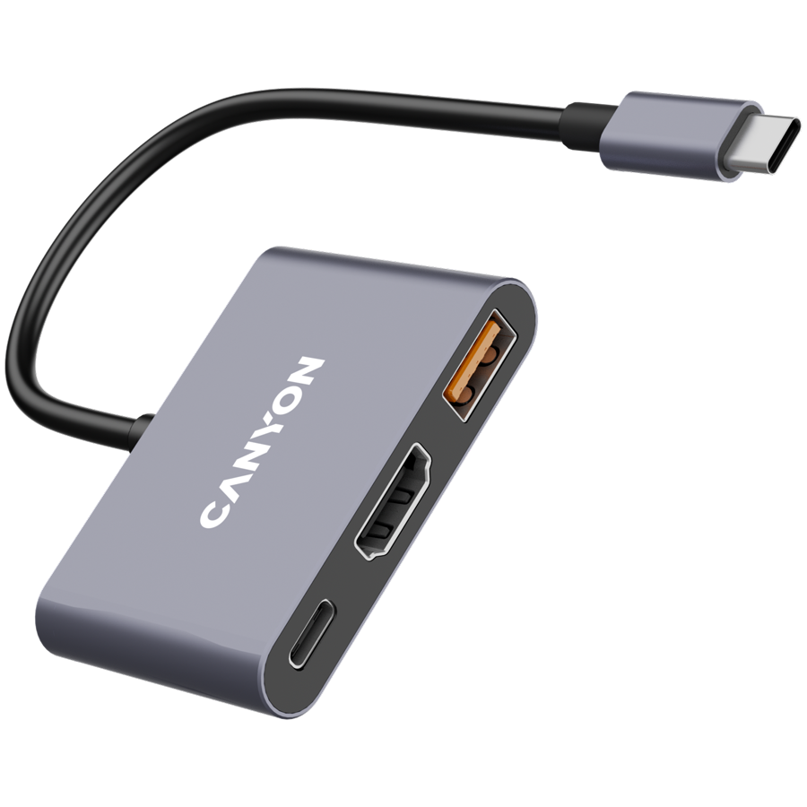 CANYON hub DS-4 3in1 USB-C Grey,CNS-TDS4