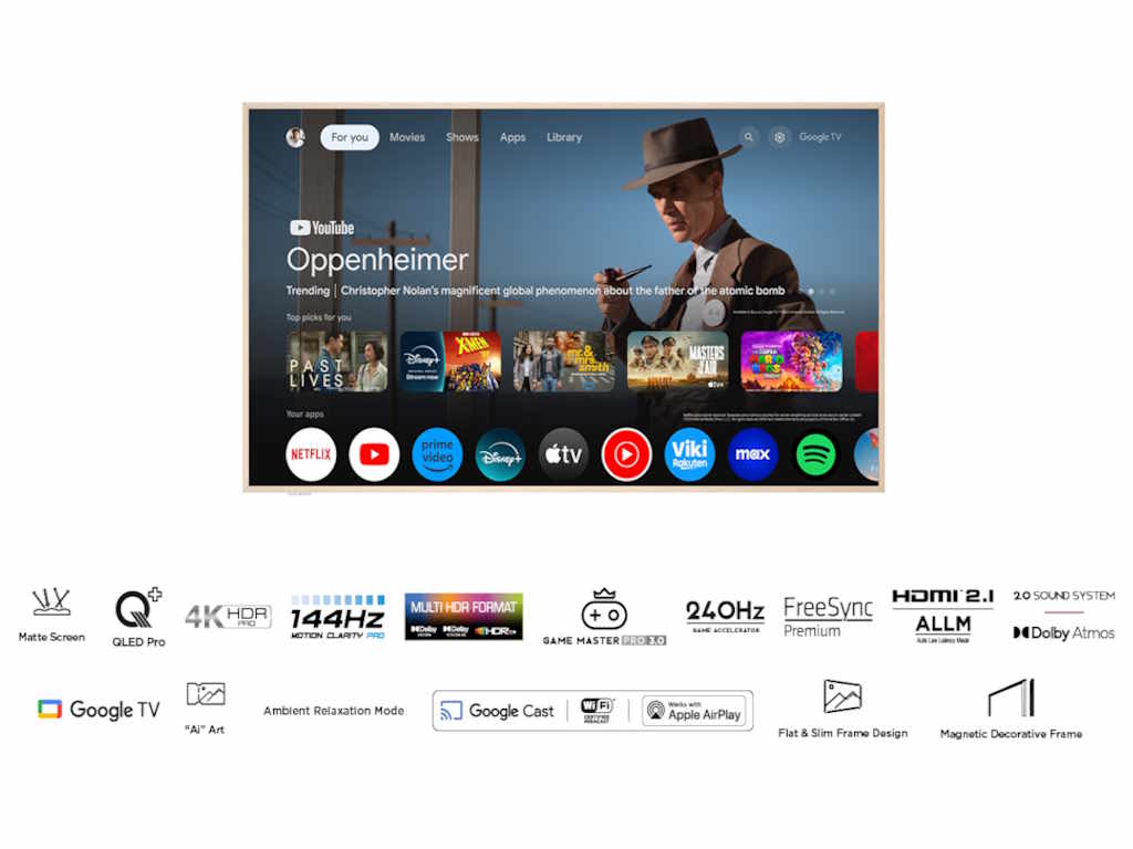 TCL Televizor 65A300W NXTFRAME QLED 65" 4K UHD