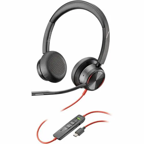 HP Poly Blackwire 8225 Stereo USB-C Headset +USB-C/A Adapter, Black