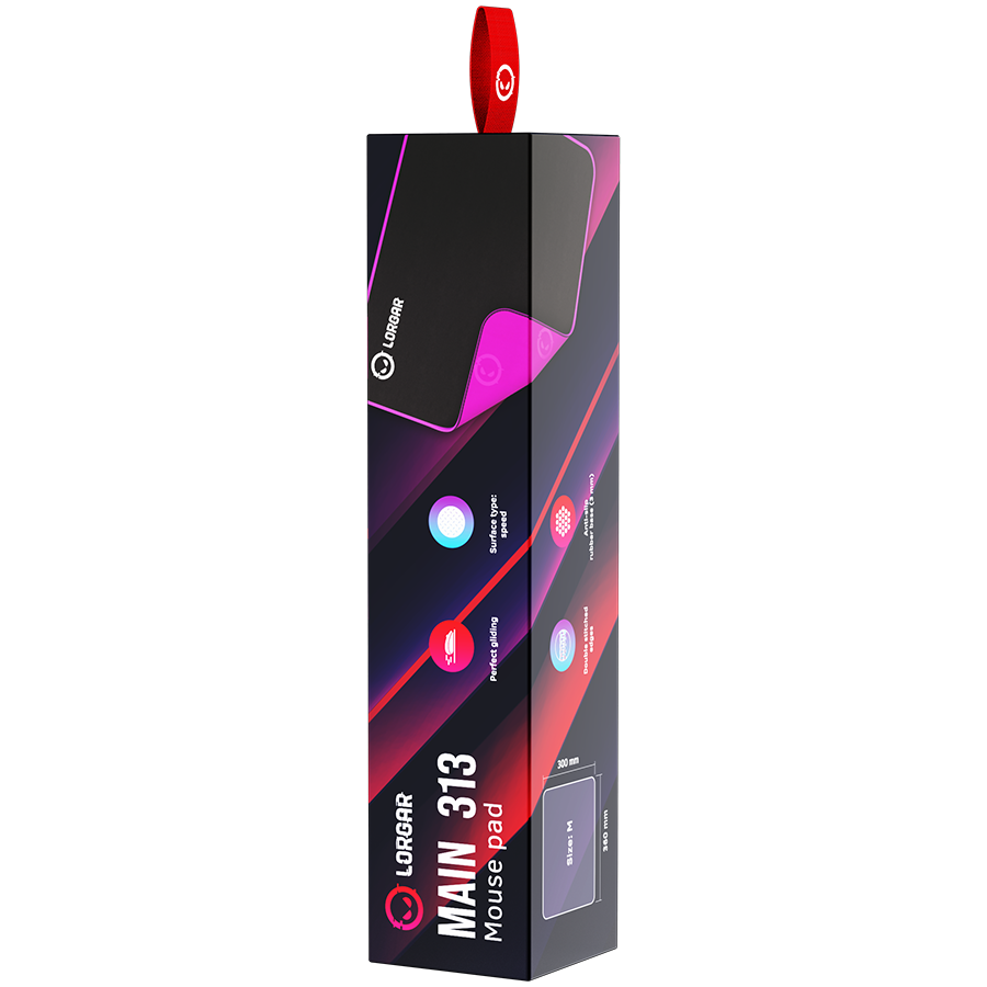 Lorgar Main 313, Gaming mouse pad, High-speed surface, Purple anti-slip rubber base, size: 360mm x 300mm x 3mm, weight 0.195kg