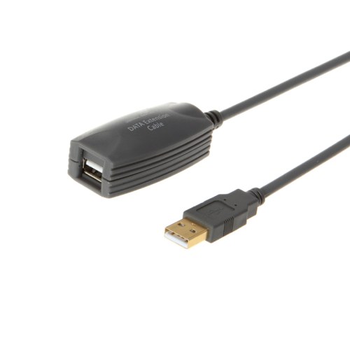 E-Green Kabl 2.0 USB A - USB A M/F (nastavak) 5m crni (sa pojačivačem)