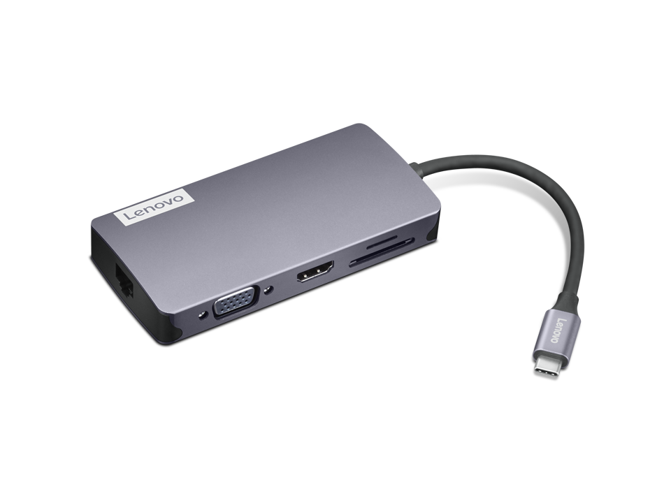 Lenovo 150 USB-C Travel Dock (1x HDMI, 1x VGA, 3x USB-A, 1x TF card reader, 1x SD, 1x RJ45 GigaLAN, USB-C power 100W)