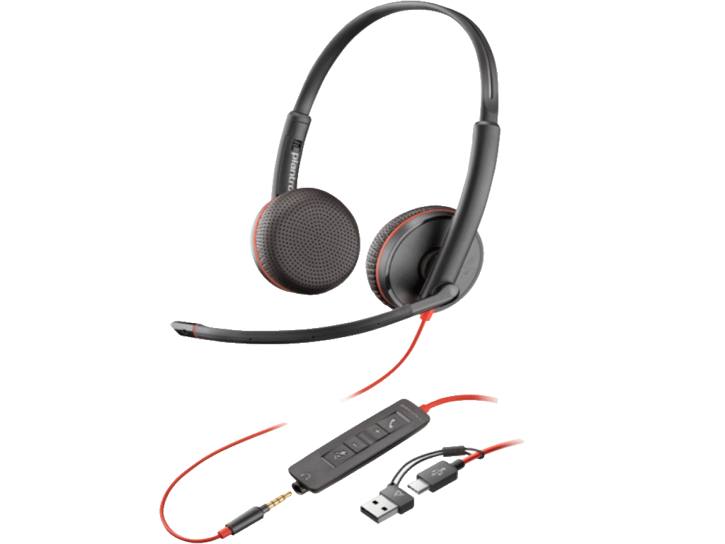 Slušalice HP Poly Blackwire 3225 Stereo USB-C Headset +3.5mm Plug +USB-C/A Adapter/8X229AA/crna