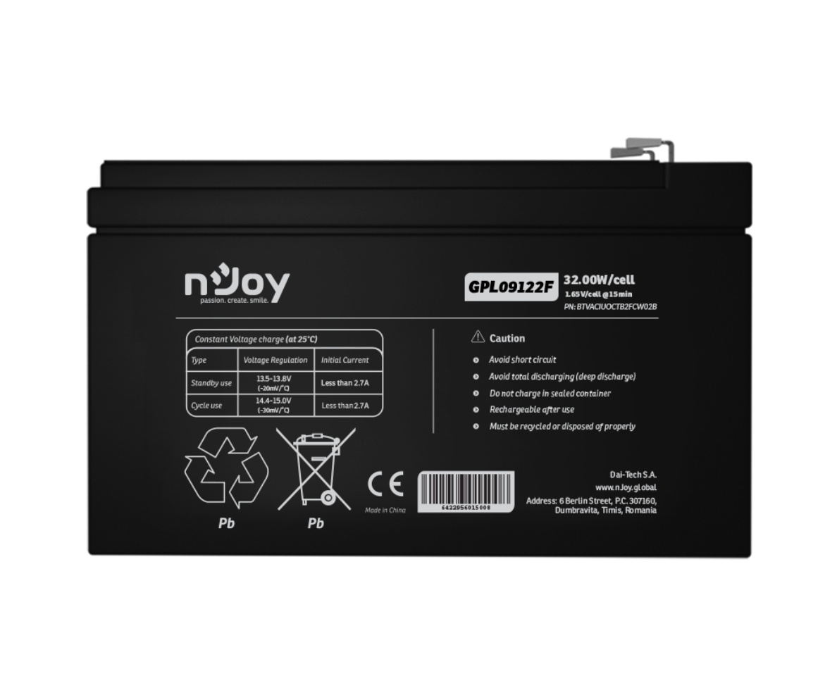 GPL09122F baterija za UPS 12V 9Ah (BTVACIUOCTB2FCW02B)