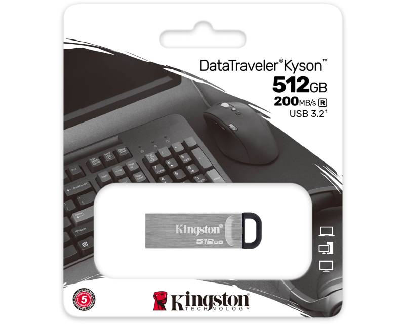 512GB DataTraveler Kyson USB 3.2 flash DTKN/512GB sivi