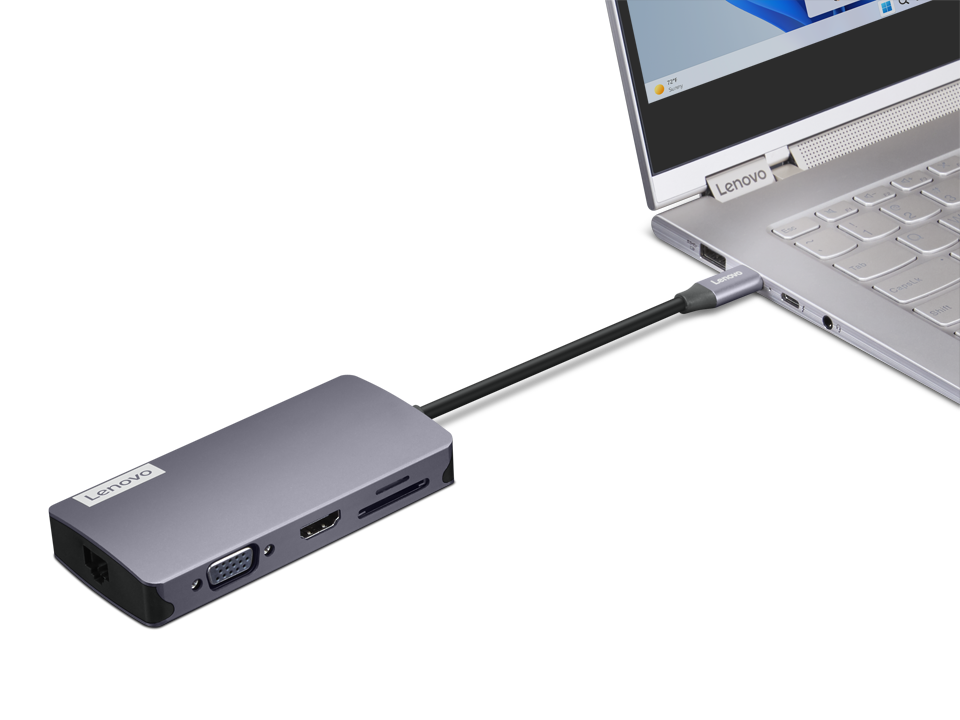 Lenovo 150 USB-C Travel Dock (1x HDMI, 1x VGA, 3x USB-A, 1x TF card reader, 1x SD, 1x RJ45 GigaLAN, USB-C power 100W)