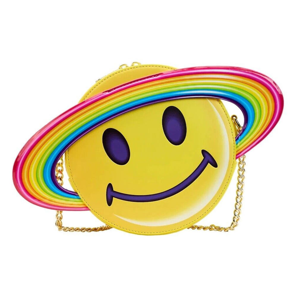 Loungefly Lisa Frank Yellow Rainbow Ring Saturn Cossbody Bag