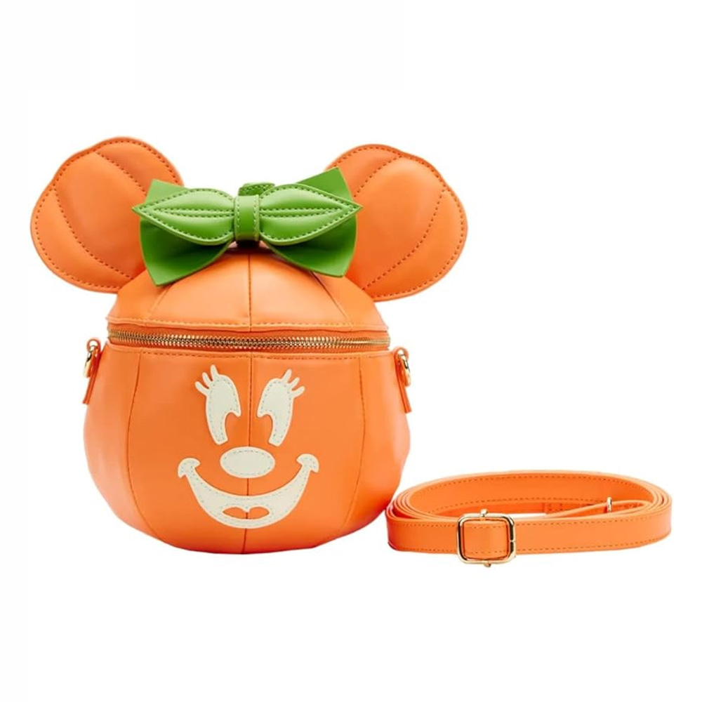 Loungefly Disney Glow Face Pumpkin Minnie Figural Crossbody Bag