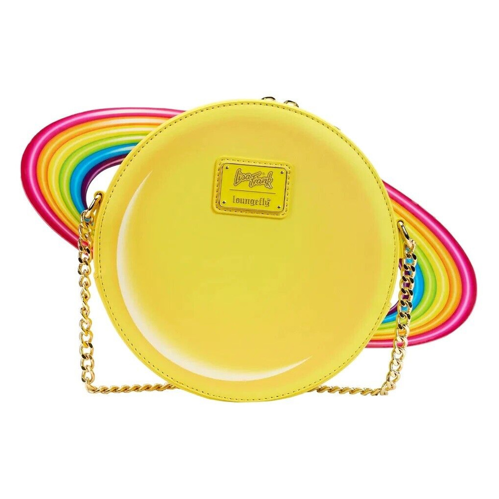 Loungefly Lisa Frank Yellow Rainbow Ring Saturn Cossbody Bag