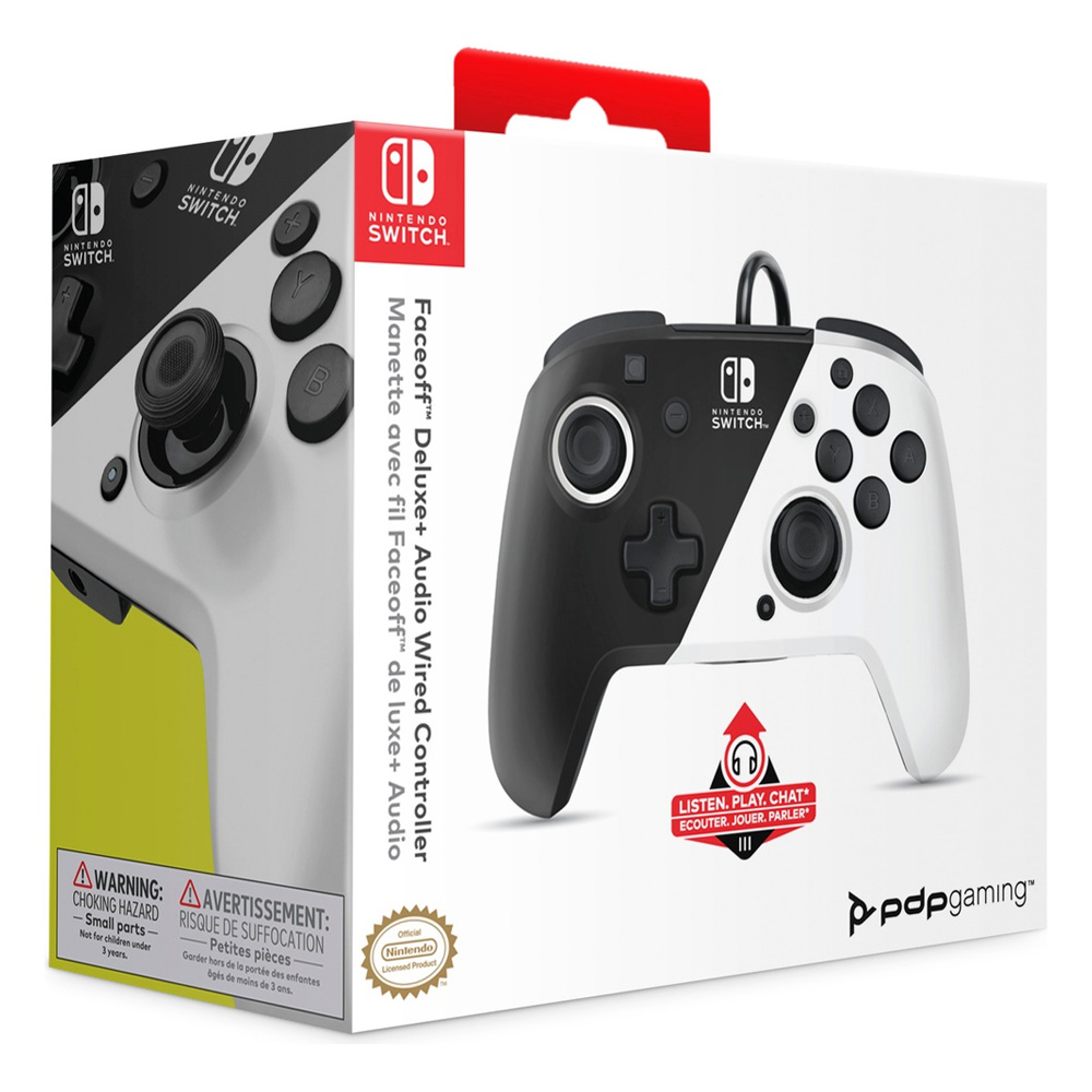 PDP Nintendo Switch Faceoff Deluxe Controller + Audio - Black & White