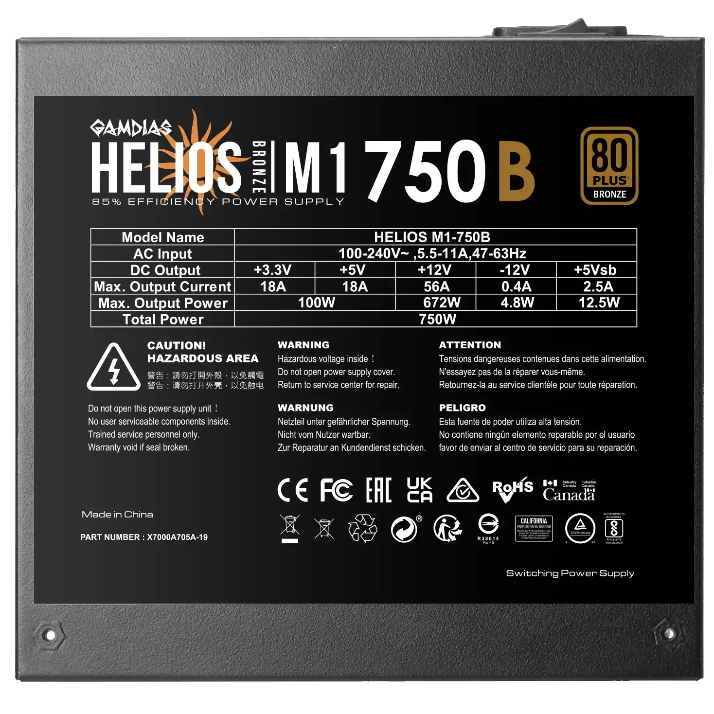 Gamdias Napajanje 750W Gamdias Helios M1-750B Bronze