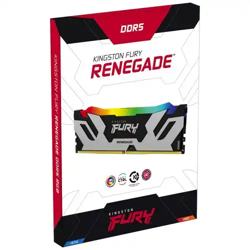 DDR5 48GB (2x24GB) 8400MT/s [FURY RENEGADE RGB], Non-ECC CUDIMM (Clocked), CL40 1.45V, 288-pin 1Rx8, Silver/Black, Memory Kit, w/Heatsink, XMP