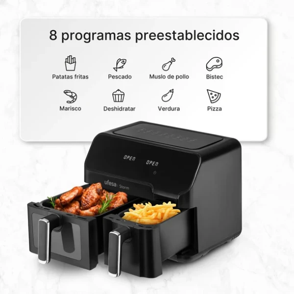 Ufesa AirFryer Ufesa Storm/bezuljna/dupla posuda/zapremina 9L(5.5L+3.5L)8 programa