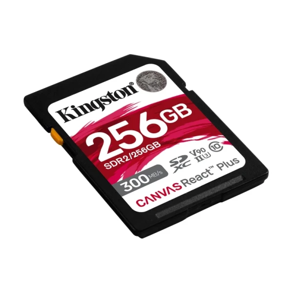 SD Card 256GB, Canvas React Plus Professional, SDXC Class10 UHS-II U3 V90, Up to 300MB/s read and 260MB/s write, for Full HD/2K/4K/8K