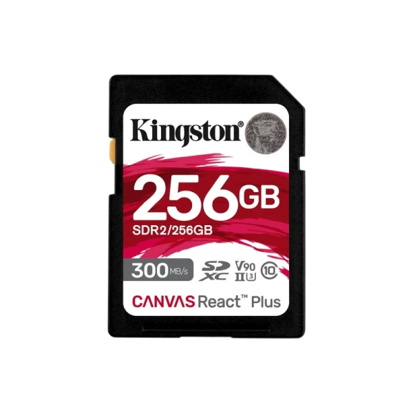 SD Card 256GB, Canvas React Plus Professional, SDXC Class10 UHS-II U3 V90, Up to 300MB/s read and 260MB/s write, for Full HD/2K/4K/8K