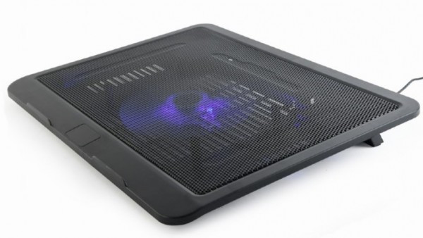 Notebook Cooling Stand 15in, 12cm Fan, LED Backlight, USB Passthrough, Black