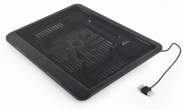 Notebook Cooling Stand 15in, 12cm Fan, LED Backlight, USB Passthrough, Black