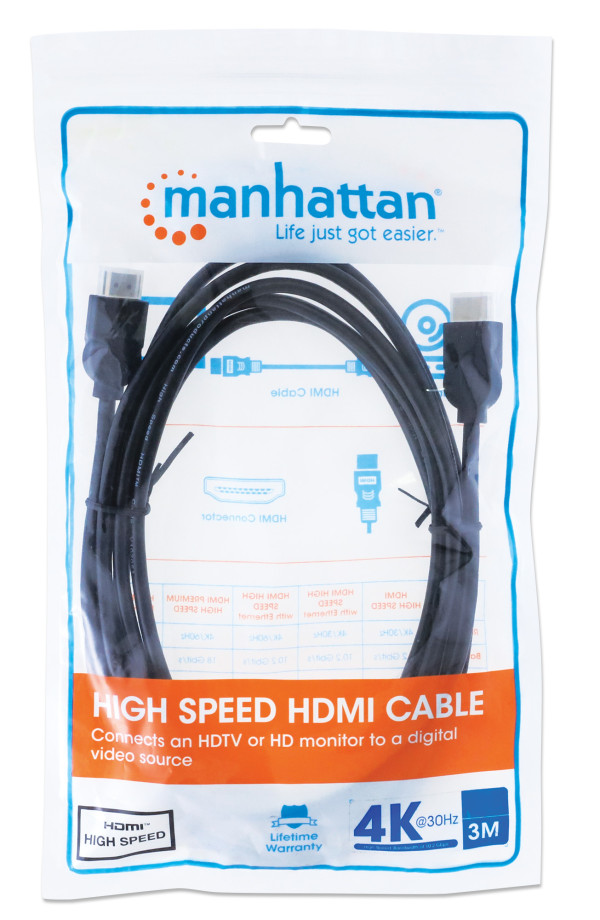 Manhattan Kabl Manhattan 306126 HDMI M/M 4K/30Hz/3m