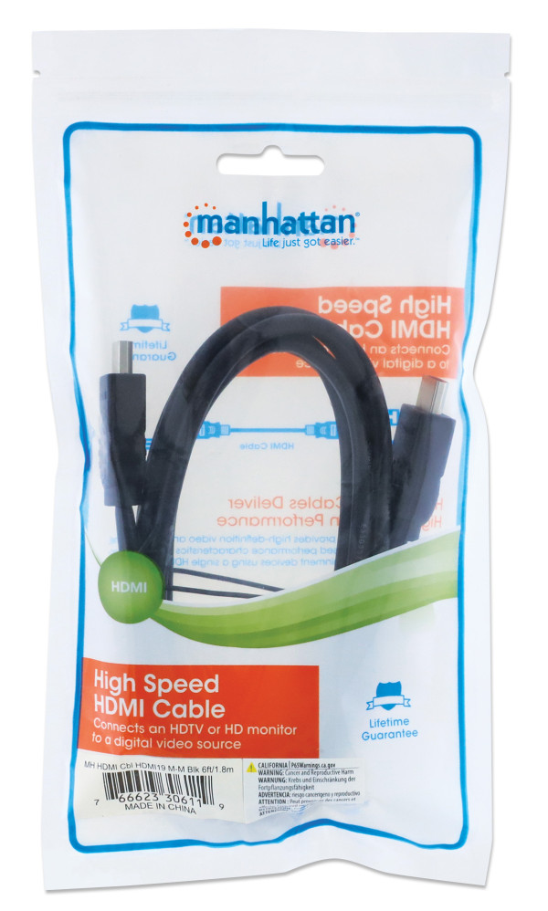 Manhattan Kabl Manhattan 306119 HDMI M/M 4K/30Hz/1,8m