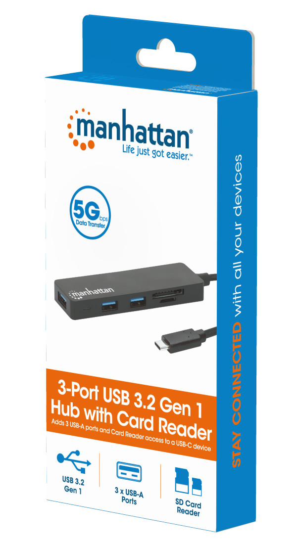Manhattan USB-C HUB 3port Manhattan 164948 3.2 G1/5Gbps/CR/Crni