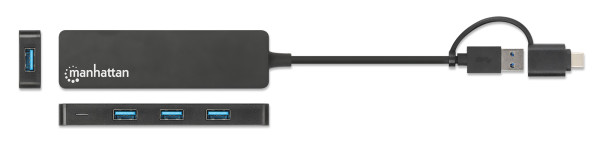 Manhattan USB-C HUB 4port Manhattan 180863 3.2 G1+USB-C/5Gbps/Crni