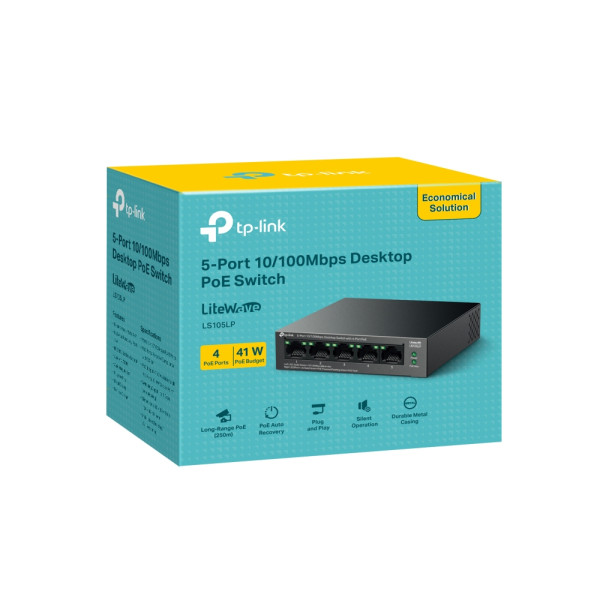 TP-Link LAN Switch TP-LINK LS105LP 5port 10/100 4-PoE metalno kućište