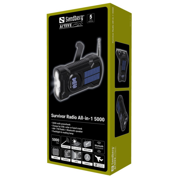 Sandberg Powerbank Sandberg AIO 421-03 radio/zvučnik/solarni punjač/5000mAh