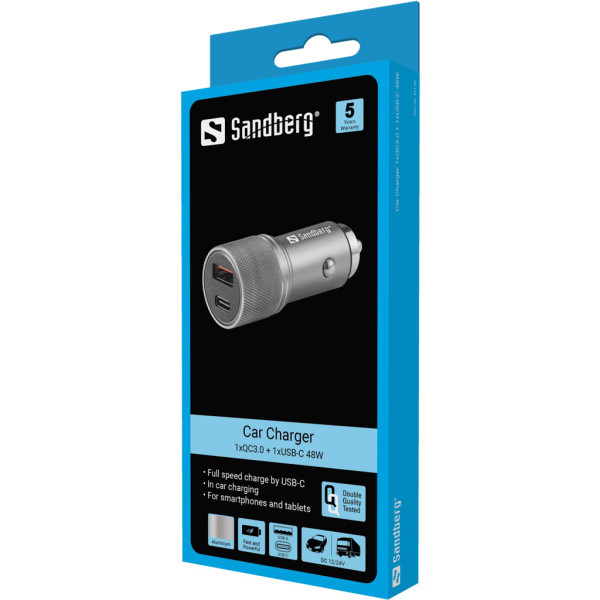 Sandberg USB auto punjač Sandberg USB/USB-C 48W 441-50
