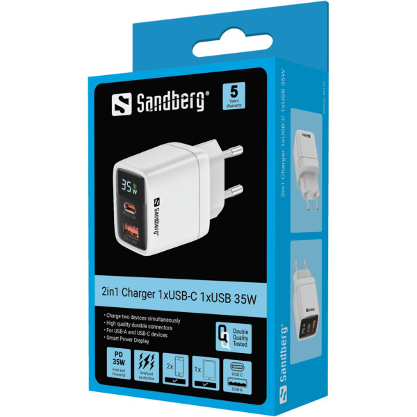 Sandberg Kućni punjač Sandberg 2u1 441-52 1xUSB/1xUSB-C 35W