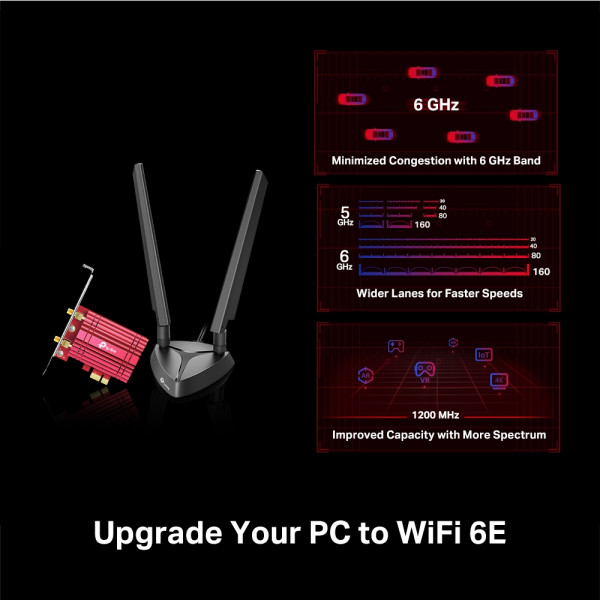 TP-Link LAN MK PCI-E TP-Link Archer TXE72E WiFi 6 AX5400 dual band 2xExterna antena
