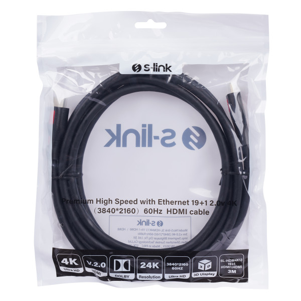S-link Kabl S-link SL-HDM4K13 HDMI na HDMI M/M v2.0 4K/60Hz 3m