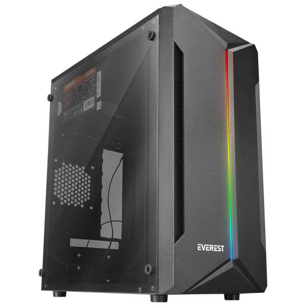 Everest Kuciste Everest Saber 250W Akrilna stranica, M-ATX/RGB strip