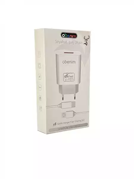 Obenim Kućni brzi punjač Obenim 3.0A 2u1 Type C sa USB-C kablom