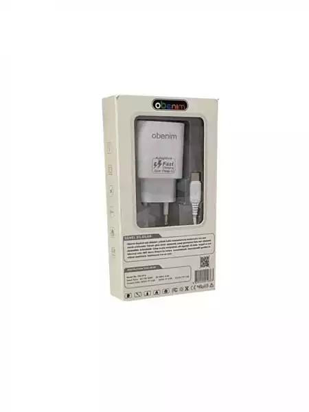 Obenim Kućni brzi punjač Obenim 3.0A 2u1 Type C sa USB-C kablom
