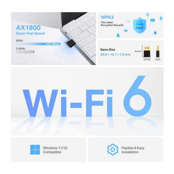 TP-Link LAN MK TP-Link Archer TX20U NANO AX1800 WiFi/dual band/USB