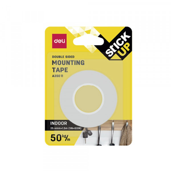 Deli Traka obostrano lepljiva montažna 25.4mm x 1.5m  50kg/m  Deli