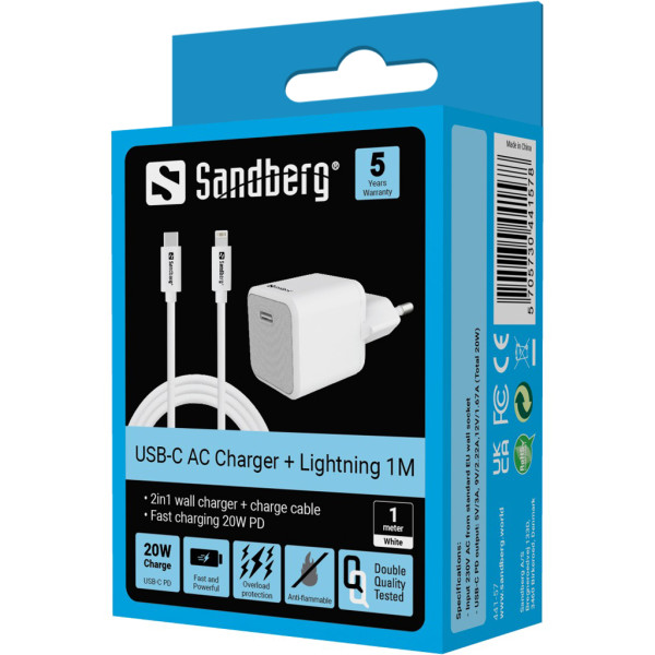 Sandberg Kucni punjac Sandberg 441-57 USB-C 20W sa Lightning kablom 1m