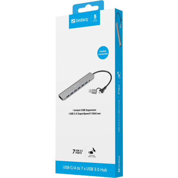 Razno USB HUB Sandberg 136-66 USB-A/USB-C 7 port USB 3.0