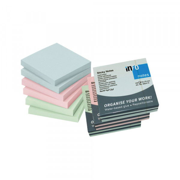 Info notes Samolepljivi blokčići 75x75 Info notes pastel zeleni 5654-81