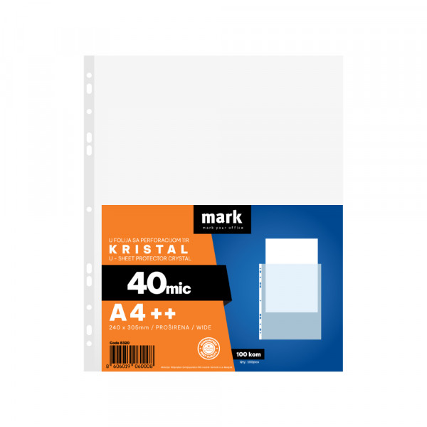 Mark U folija 40 mic 1/100 MARK A4++ kristal 240x305mm
