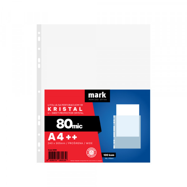 Mark U folija 80 mic 1/100 MARK A4++ kristal 240x305mm