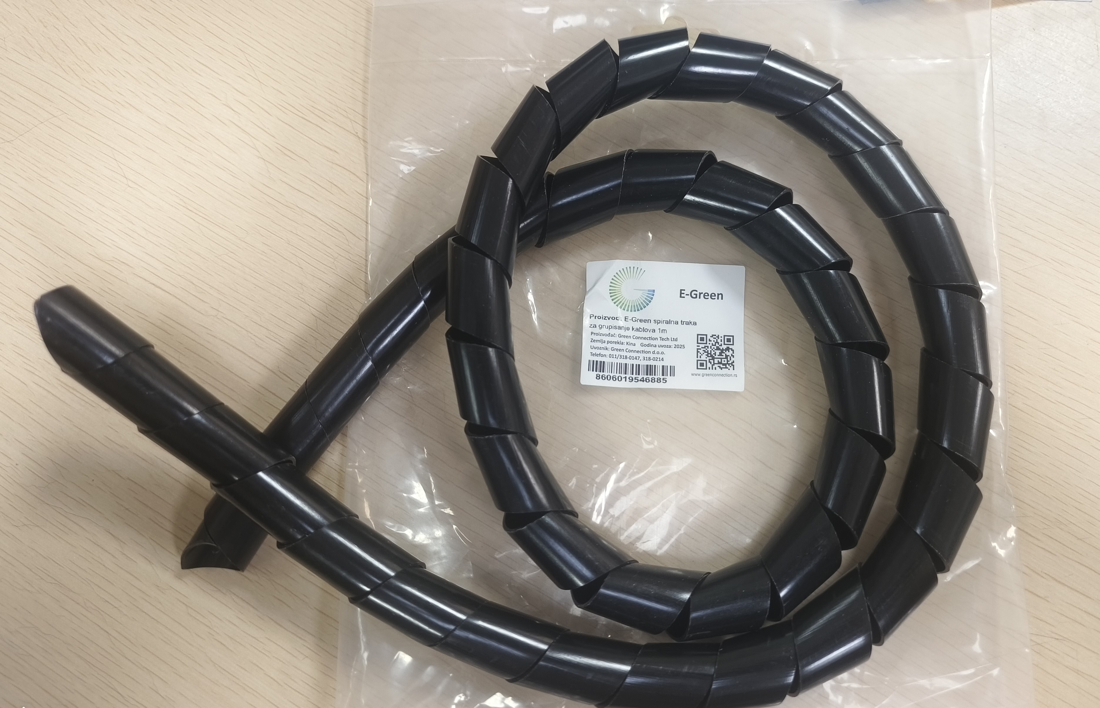 E-Green Spiralna traka za grupisanje kablova 1m crni CC-919